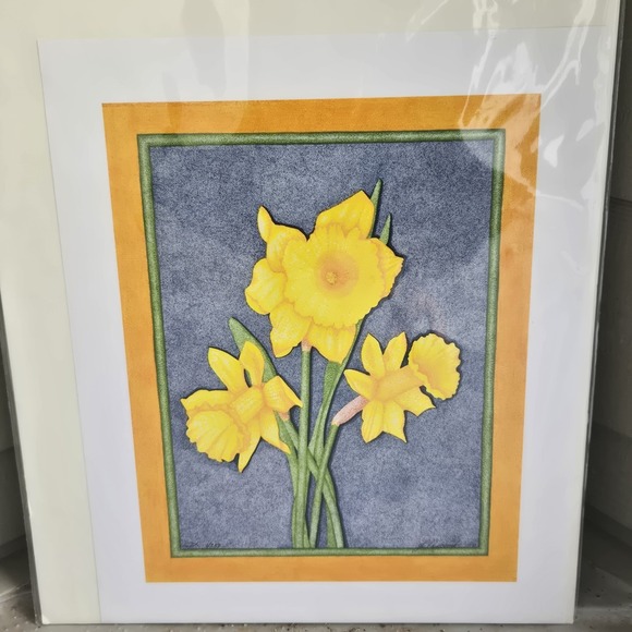 Judy C Newcomb Signed Giclee Print 1/250 Yellow Daffodils 14x17 Floral